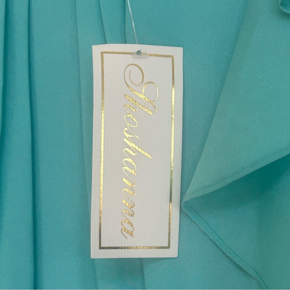 NWT Shoshanna Aqua Blue Green Dress Women’s 0 Sheath‎ A-Line Ruffle Pleated - Picture 6 of 10